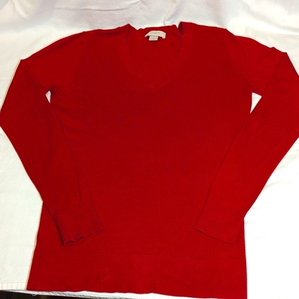 Loft Sweater Red Size XS Lightweight 100% Cotton